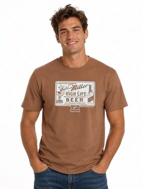 Vintage Shirt L Miller High Life Beer Brown
